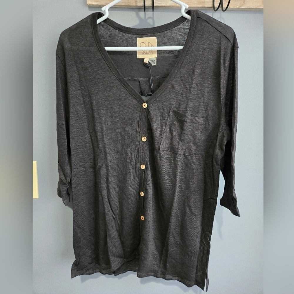 NWT CHASER WOMEN  Black Long Sleeve Top, Size Medium